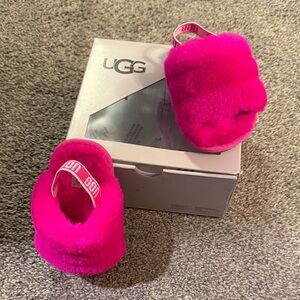 UGG Vibrant Pink Fluffy Slippers
